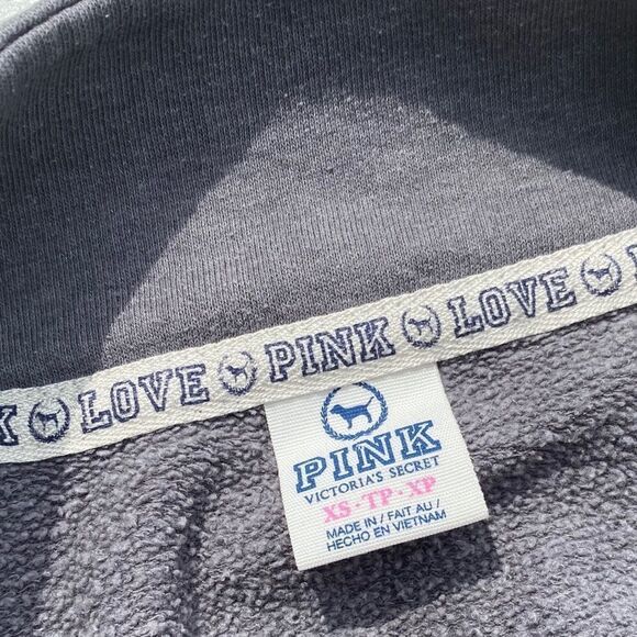 Victoria’s Secret PINK Grey Perfect 1/4 Zip Mock Neck Sweatshirt Size XS - Picture 7 of 7